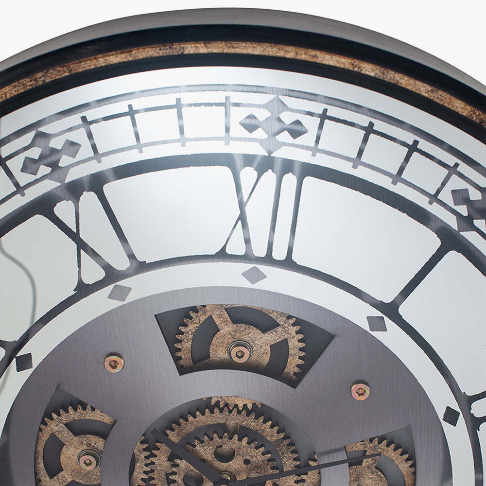 Antique Gold & Mirror Working Cog Wall Clock — view 3