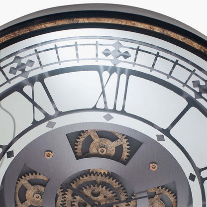 Antique Gold & Mirror Working Cog Wall Clock — view 3