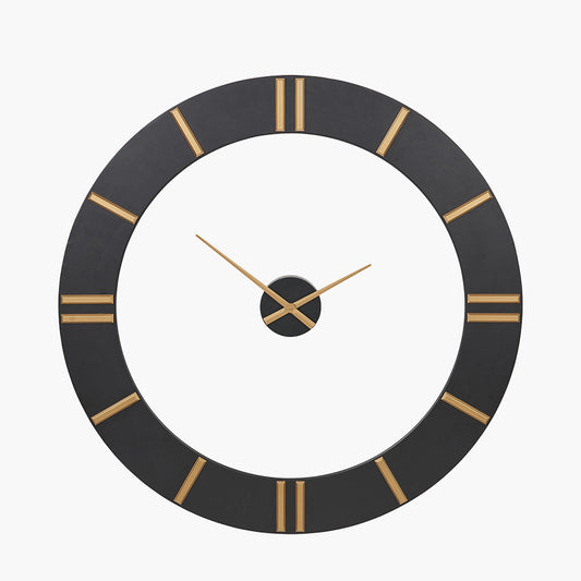Black and Gold 2 Piece Open Wall Clock — view 1