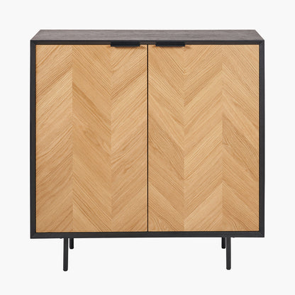 Hailee Black & Natural Chevron 2 Door Bar Cabinet — view 1