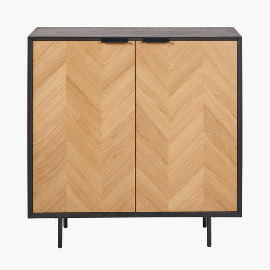 Hailee Black & Natural Chevron 2 Door Bar Cabinet — view 1
