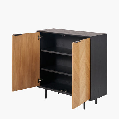 Hailee Black & Natural Chevron 2 Door Bar Cabinet — view 3