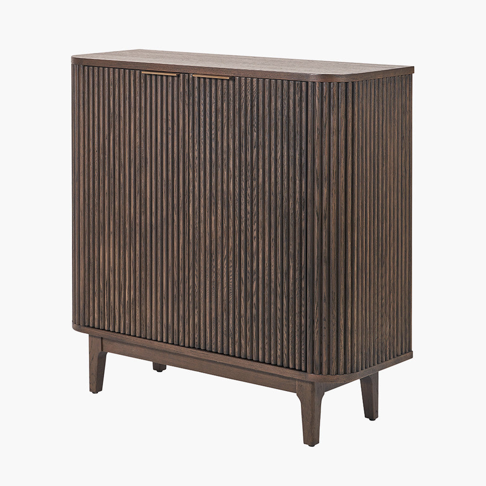 Raie Dark Brown Ribbed 2 Door Bar Cabinet — view 2