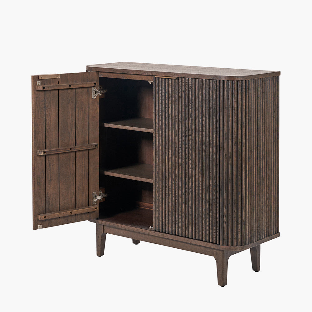Raie Dark Brown Ribbed 2 Door Bar Cabinet — view 3