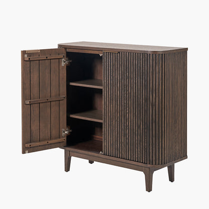 Raie Dark Brown Ribbed 2 Door Bar Cabinet — view 3