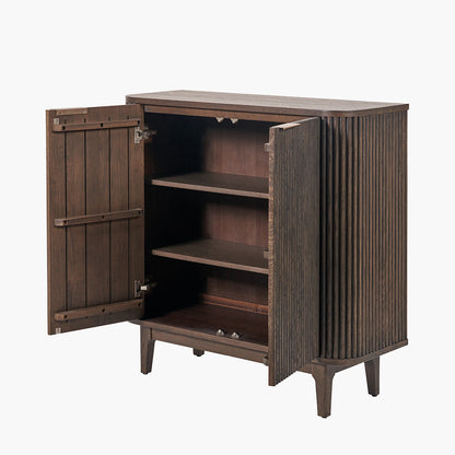 Raie Dark Brown Ribbed 2 Door Bar Cabinet — view 4