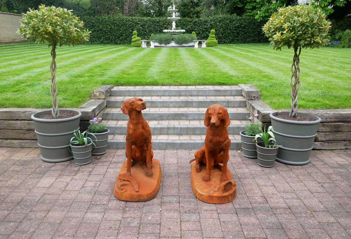 Rusty Pair of Gun Dog Statues — view 3