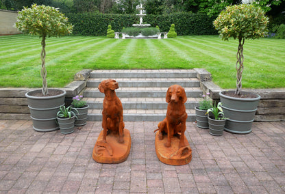Rusty Pair of Gun Dog Statues — view 3