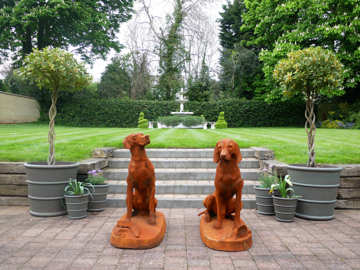 Rusty Pair of Gun Dog Statues — view 4