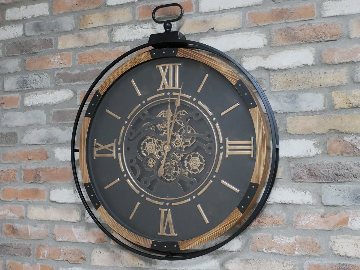 Heritage Black Skeleton Gear Wall Clock – 88cm — view 1