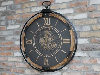Heritage Black Skeleton Gear Wall Clock – 88cm — view 1