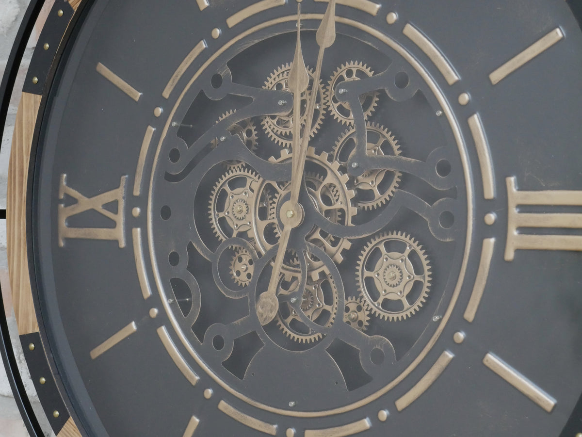 Heritage Black Skeleton Gear Wall Clock – 88cm — view 3