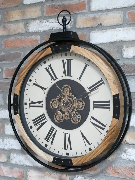 Classic White Roman Cog Wall Clock – 74cm — view 1