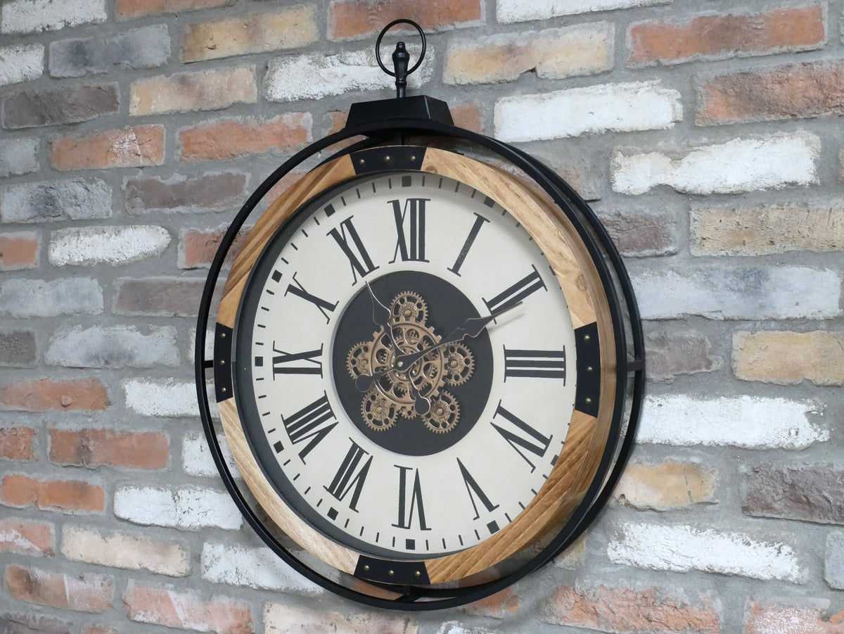 Classic White Roman Cog Wall Clock – 74cm — view 2