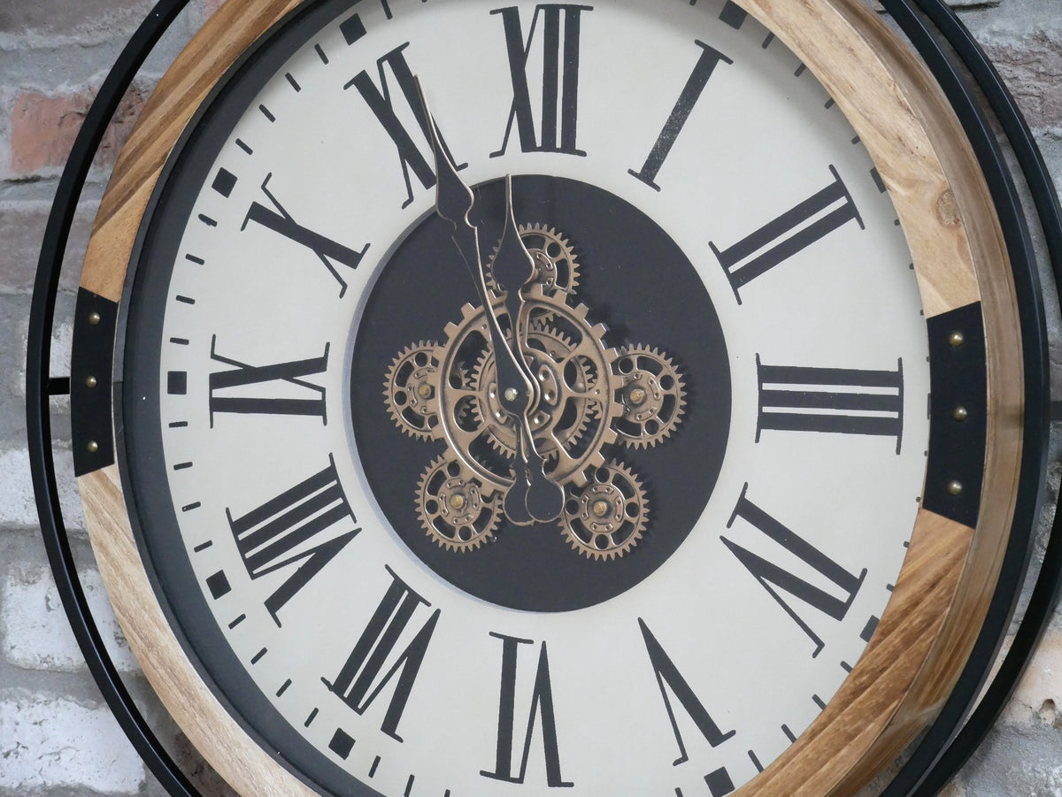 Classic White Roman Cog Wall Clock – 74cm — view 3