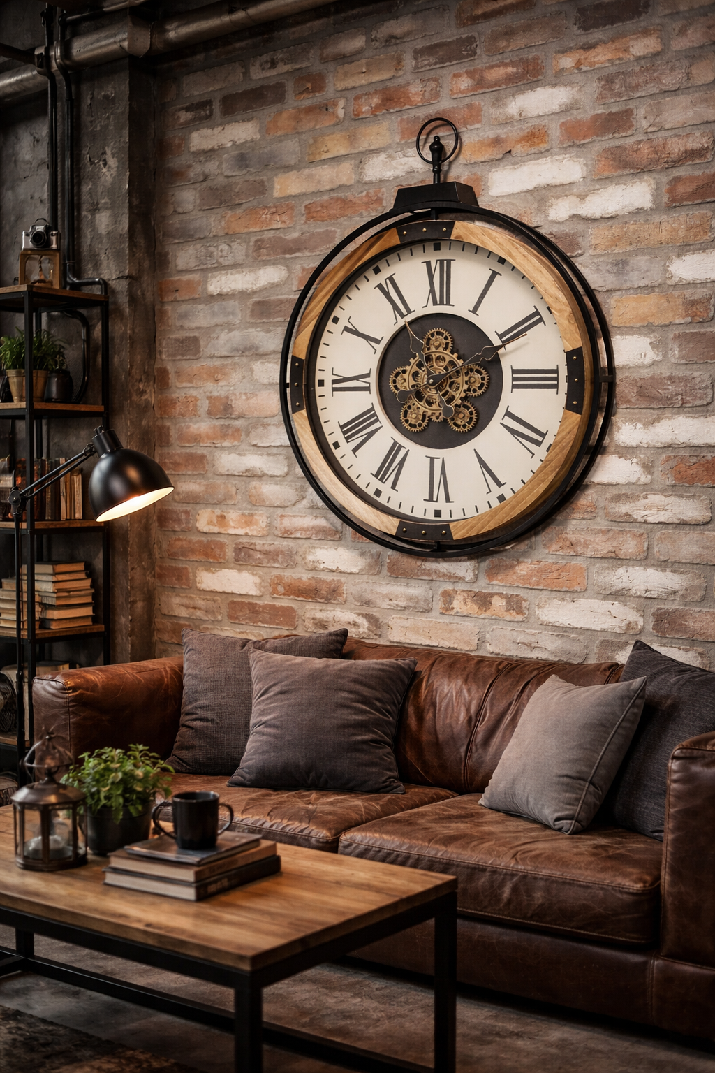 Classic White Roman Cog Wall Clock – 74cm — view 4