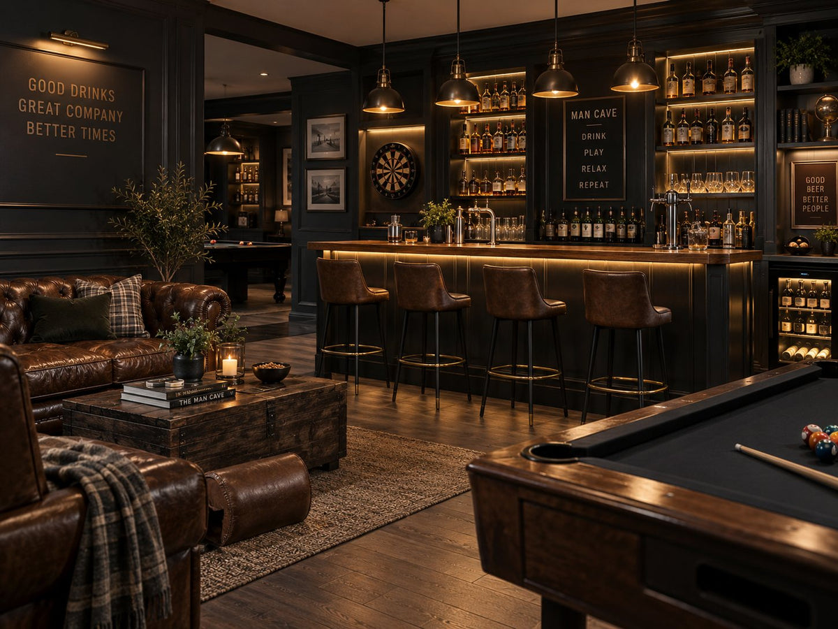 Premium Grandad's Shed man cave and bar interior