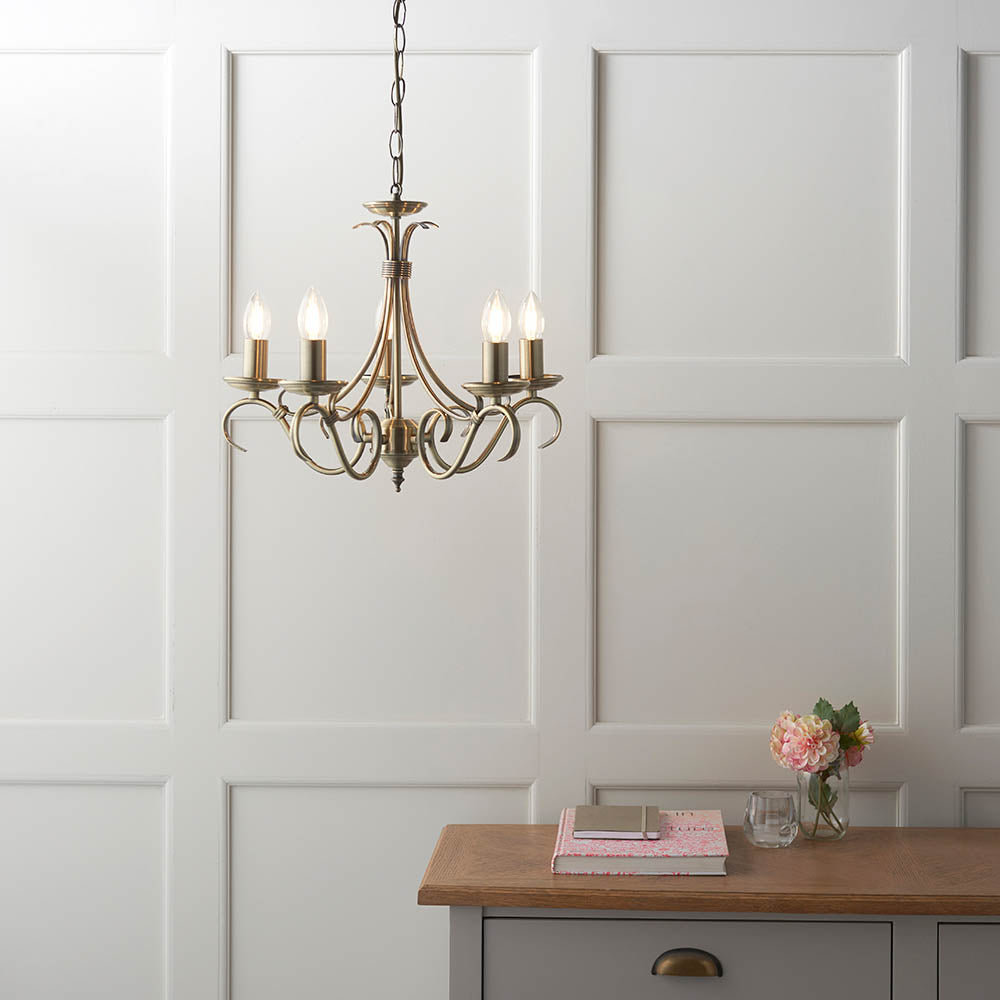 Bernice 5 Pendant Light – Antique Brass — view 3