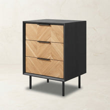 Hailee Black & Natural Chevron 3 Drawer Unit