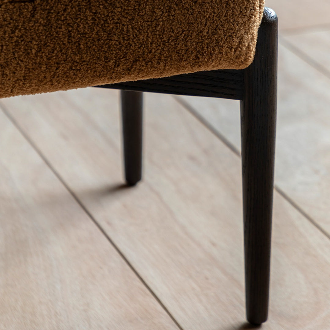 Humber Ochre footstool dark wooden frame detail