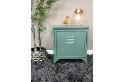 Industrial bedside cabinet sage green alternate view