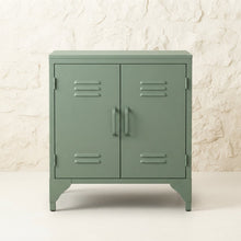 Industrial Metal Bedside Cabinet – Sage Green