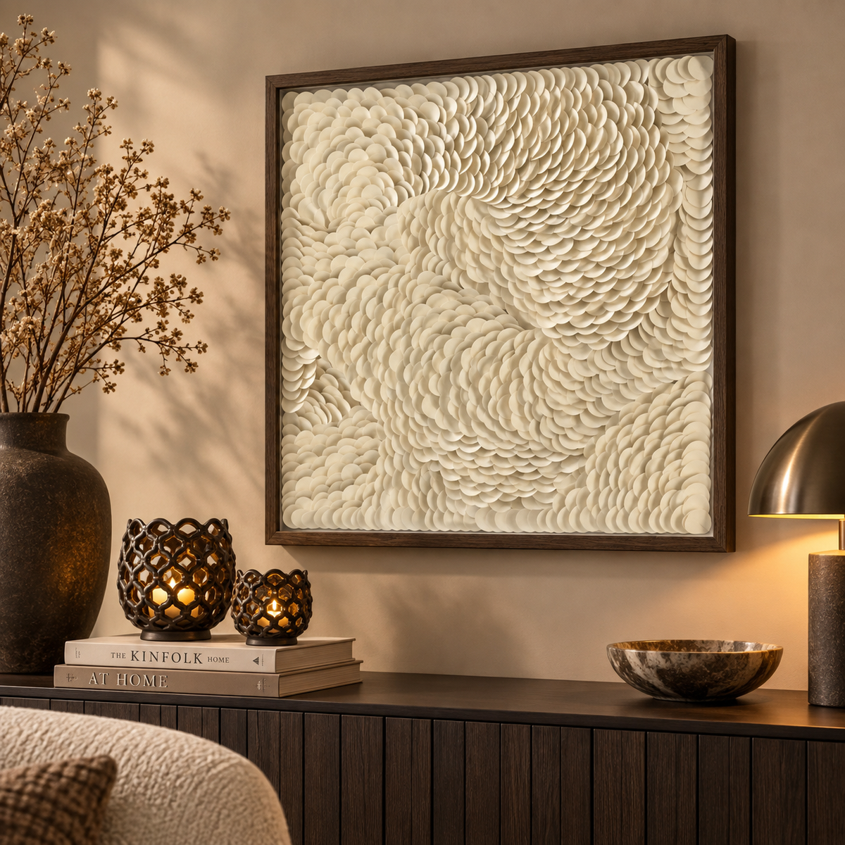 Xelhu cream and dark brown wall ornament