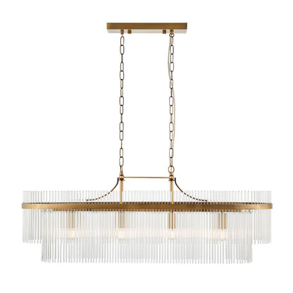 Marietta 4 Light Linear Pendant – Antique Brass & Clear Glass