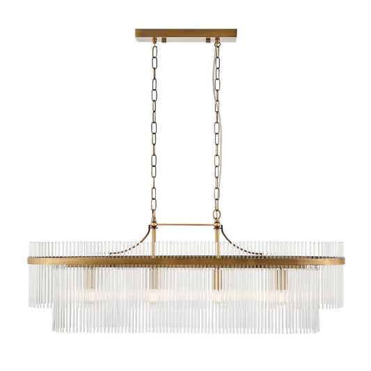 Marietta 4 Light Linear Pendant – Antique Brass & Clear Glass