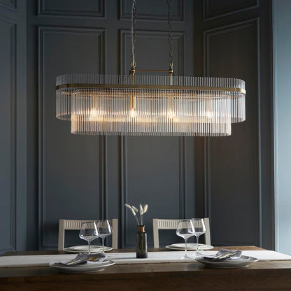 Marietta 4 Light Linear Pendant – Antique Brass & Clear Glass