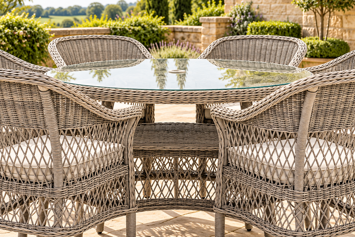 AI-styled visualisation of Menton glass table and lower shelf; fine details may vary