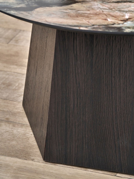 Myana jade marble effect and dark brown oak veneer coffee table
