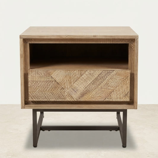 Natural Chevron Bedside Table