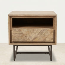 Natural Chevron Bedside Table