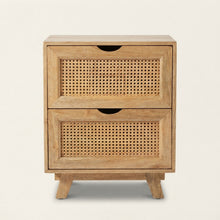 Natural Rattan Two Drawer Bedside Cabinet