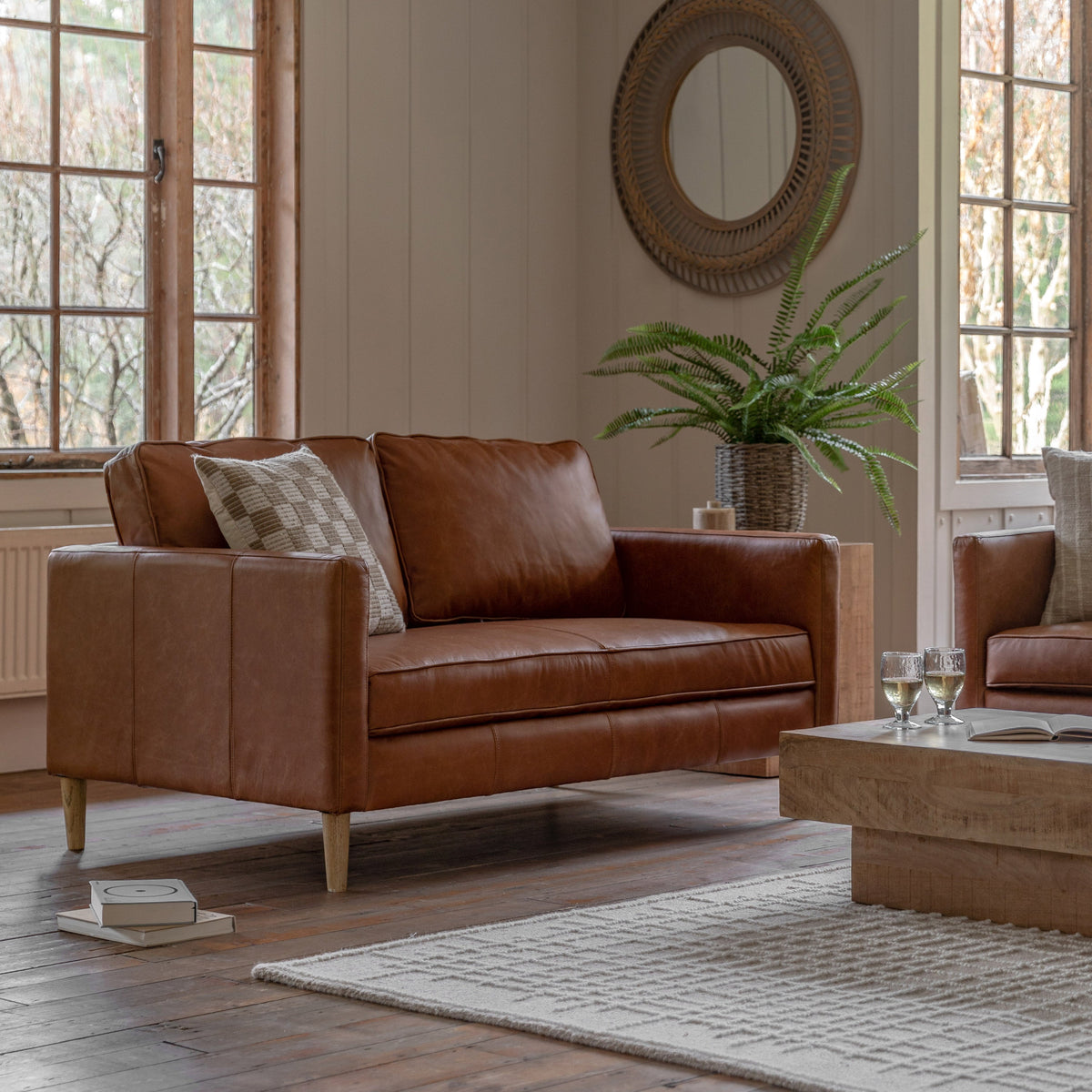 Osborne vintage brown leather two seater sofa second view
