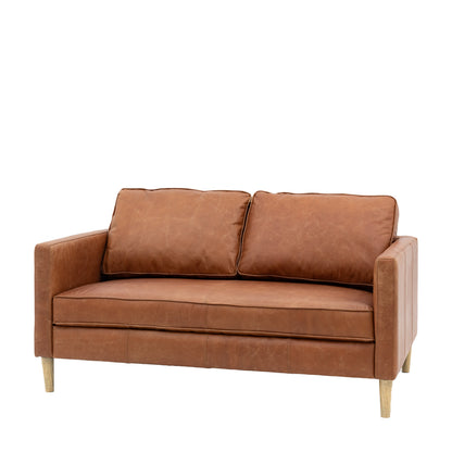 Osborne vintage brown leather two seater sofa detail view