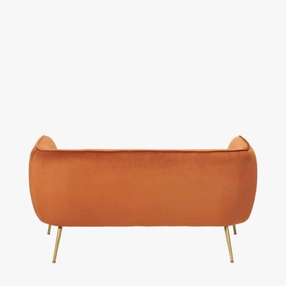 Lucca tobacco velvet two seater sofa angled view