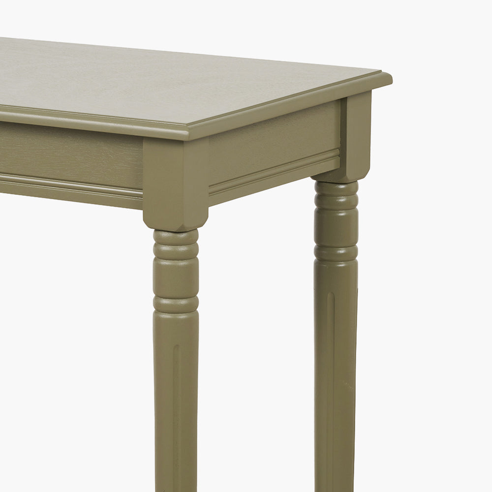 Heritage olive pine wood console table alternate view