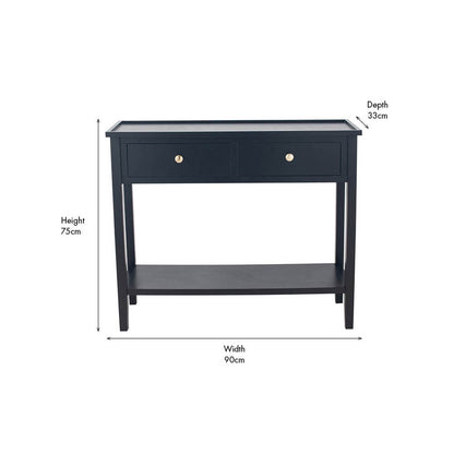 Chelmsford satin black two drawer console table alternate view