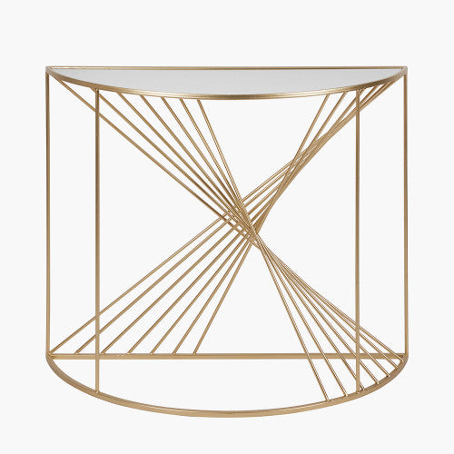 Liberty glass and gold half moon console table