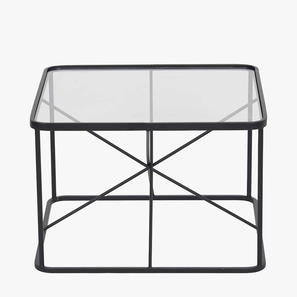 Roxy glass and black metal coffee table second view