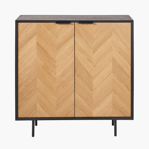 Hailee black and natural chevron bar cabinet