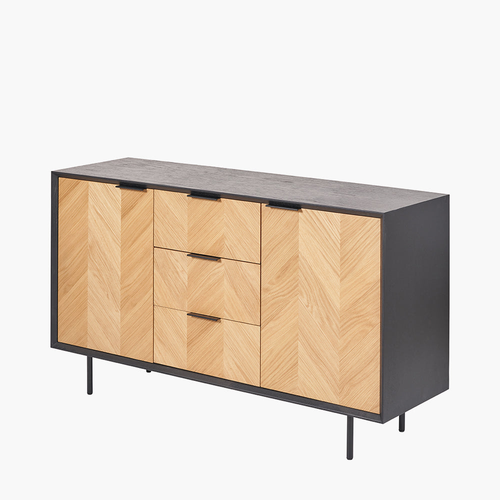 Hailee black and natural chevron sideboard front view