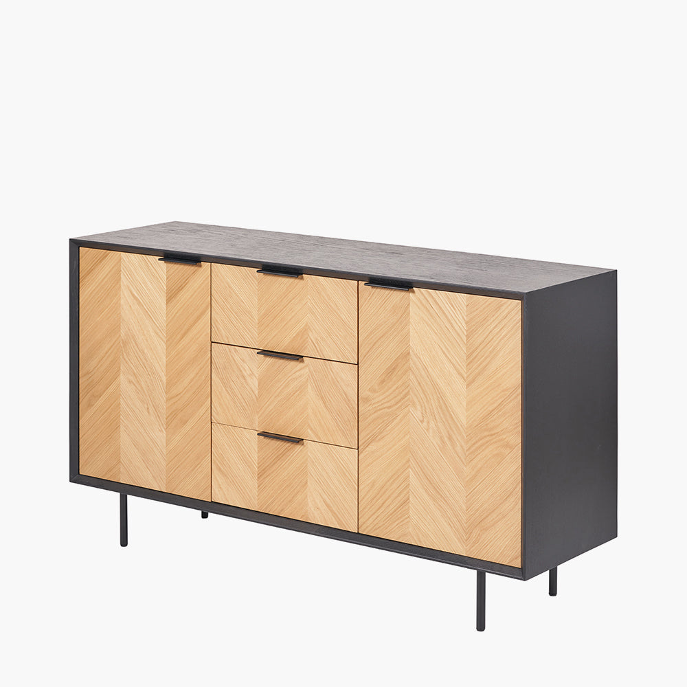 Hailee black and natural chevron sideboard second view