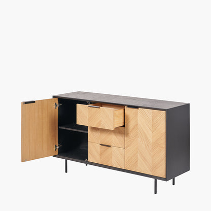 Hailee black and natural chevron sideboard alternate view