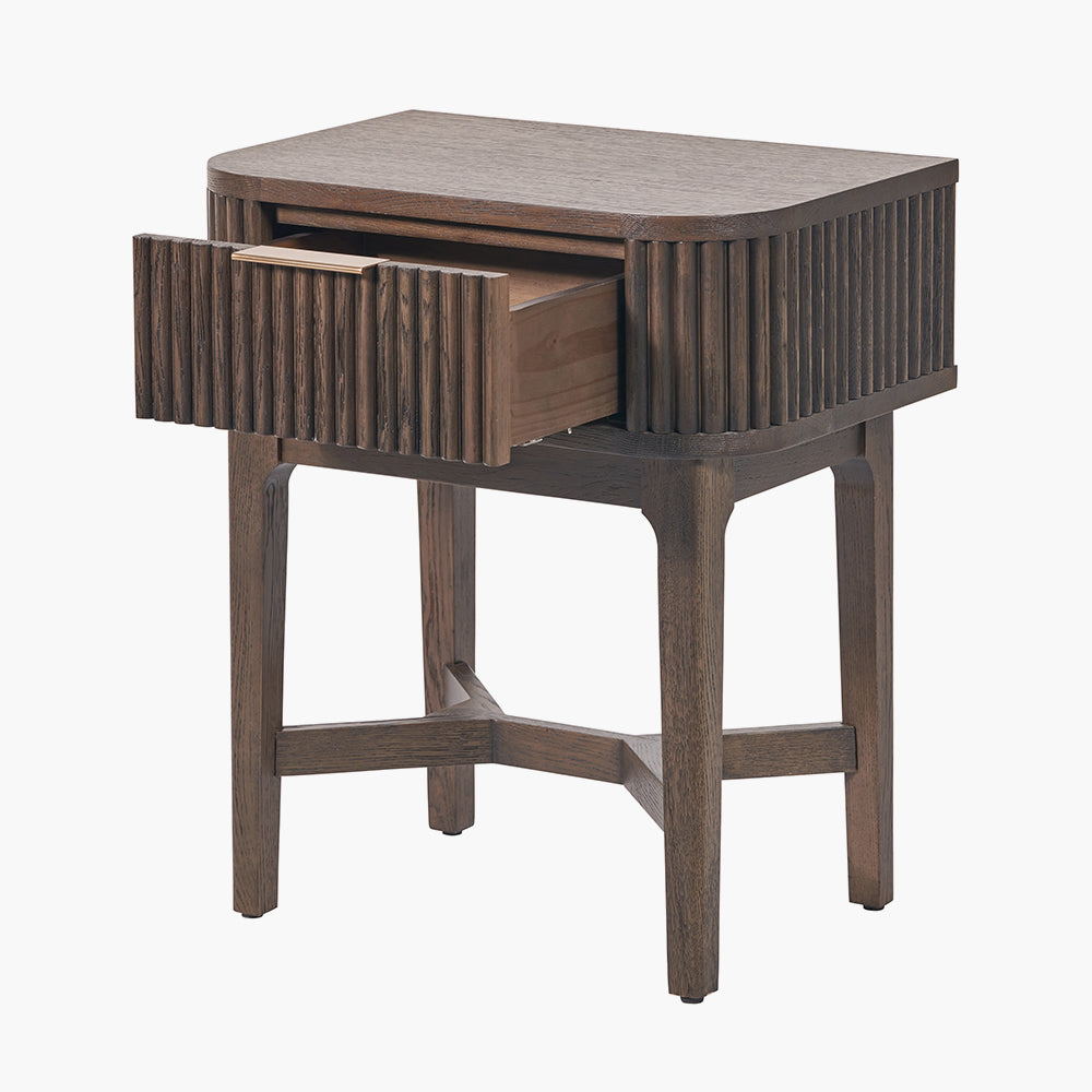 Raie dark brown ribbed one drawer unit second view