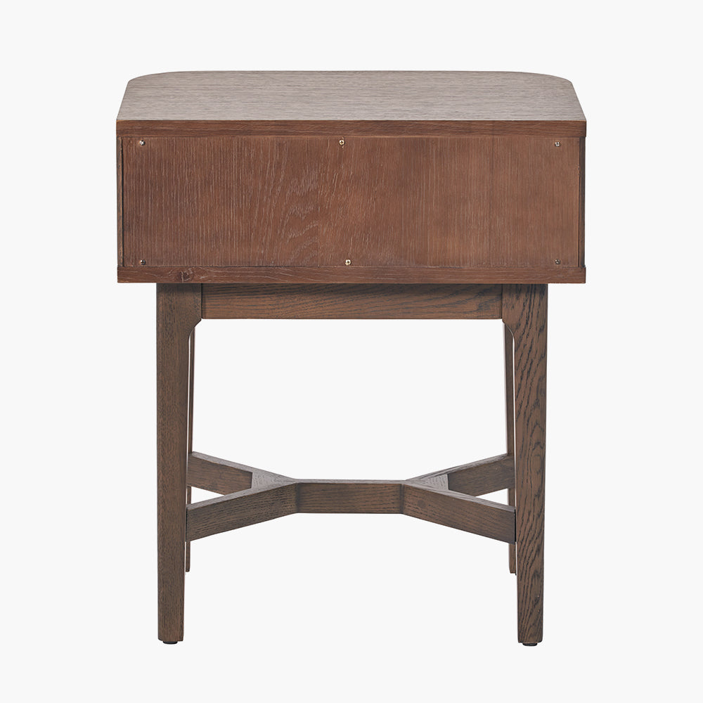 Raie dark brown ribbed one drawer unit alternate view