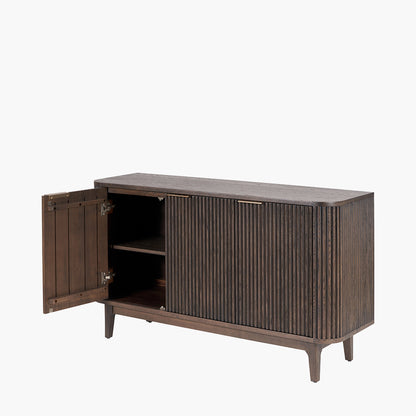 Raie dark brown ribbed three door sideboard second view