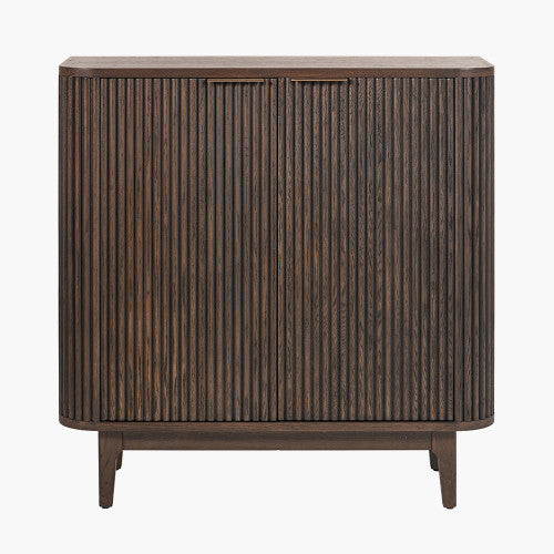 Raie dark brown ribbed bar cabinet